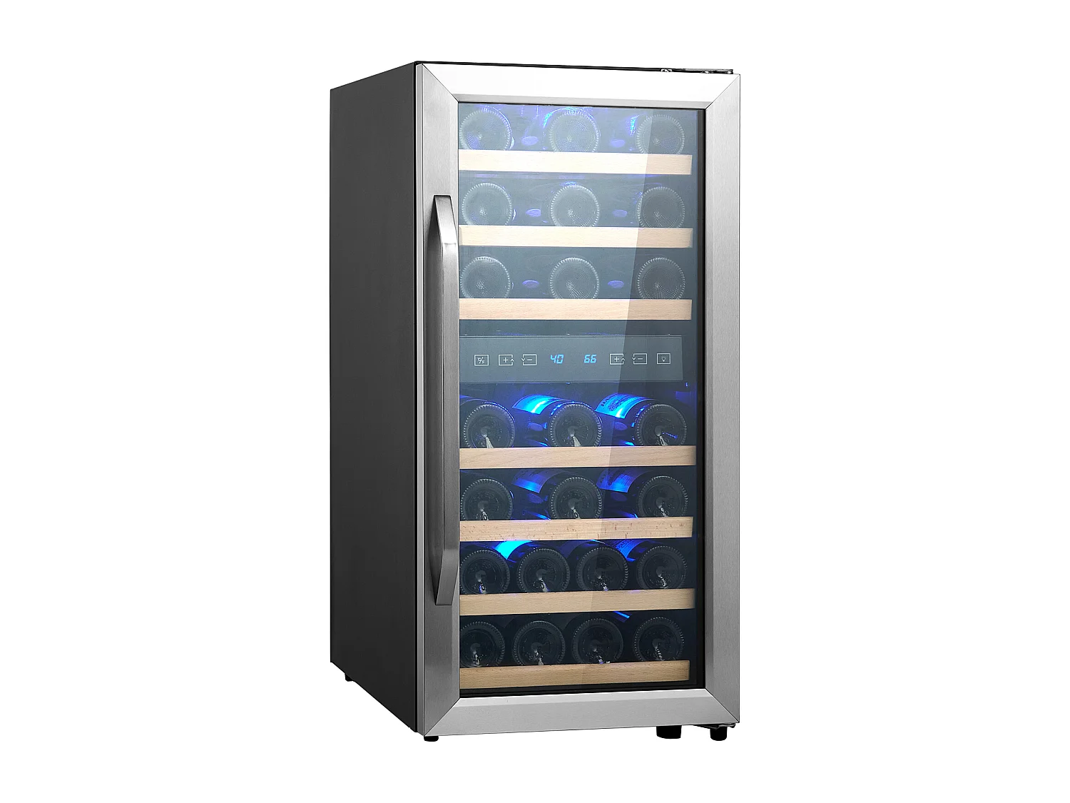 Weinkühlschrank SucceBuy 33 Flaschen Freistehender Doppelzonen Weinkühler mit LED-Beleuchtung