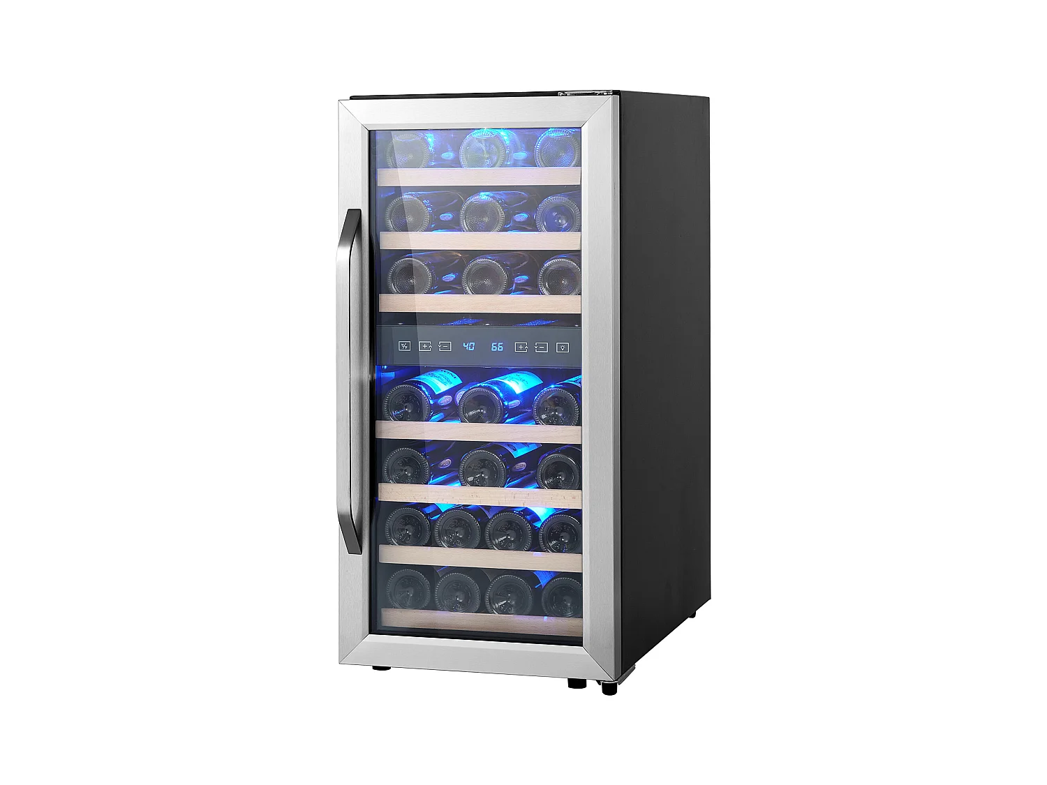 Weinkühlschrank SucceBuy 33 Flaschen Freistehender Doppelzonen Weinkühler mit LED-Beleuchtung