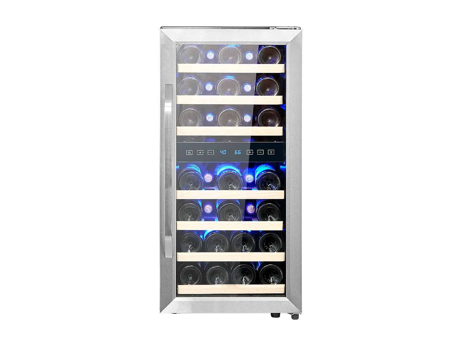 Cave à Vin SucceBuy Refroidisseur à Vin de 33 Bouteilles Réfrigérateur Autoportant Double Zone avec Lumière LED