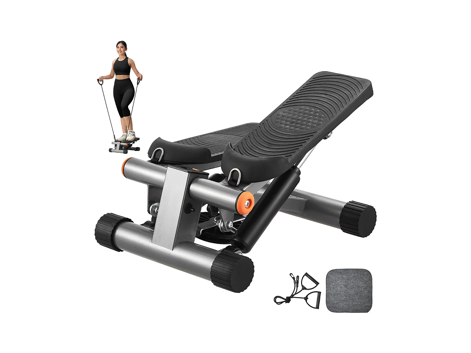 Stair Stepper SucceBuy, Marchepied d'Escalier avec Bandes de Résistance, Mini-pas à pas pour Exercices à Domicile, Capacité de 150 kg