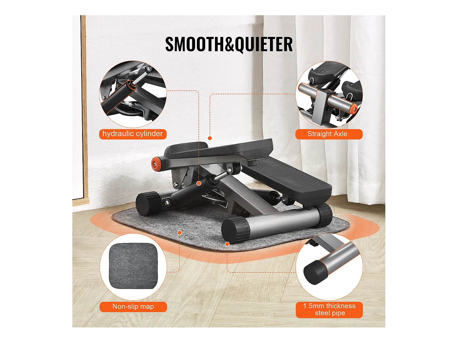 Stair Stepper SucceBuy, Marchepied d'Escalier avec Bandes de Résistance, Mini-pas à pas pour Exercices à Domicile, Capacité de 150 kg