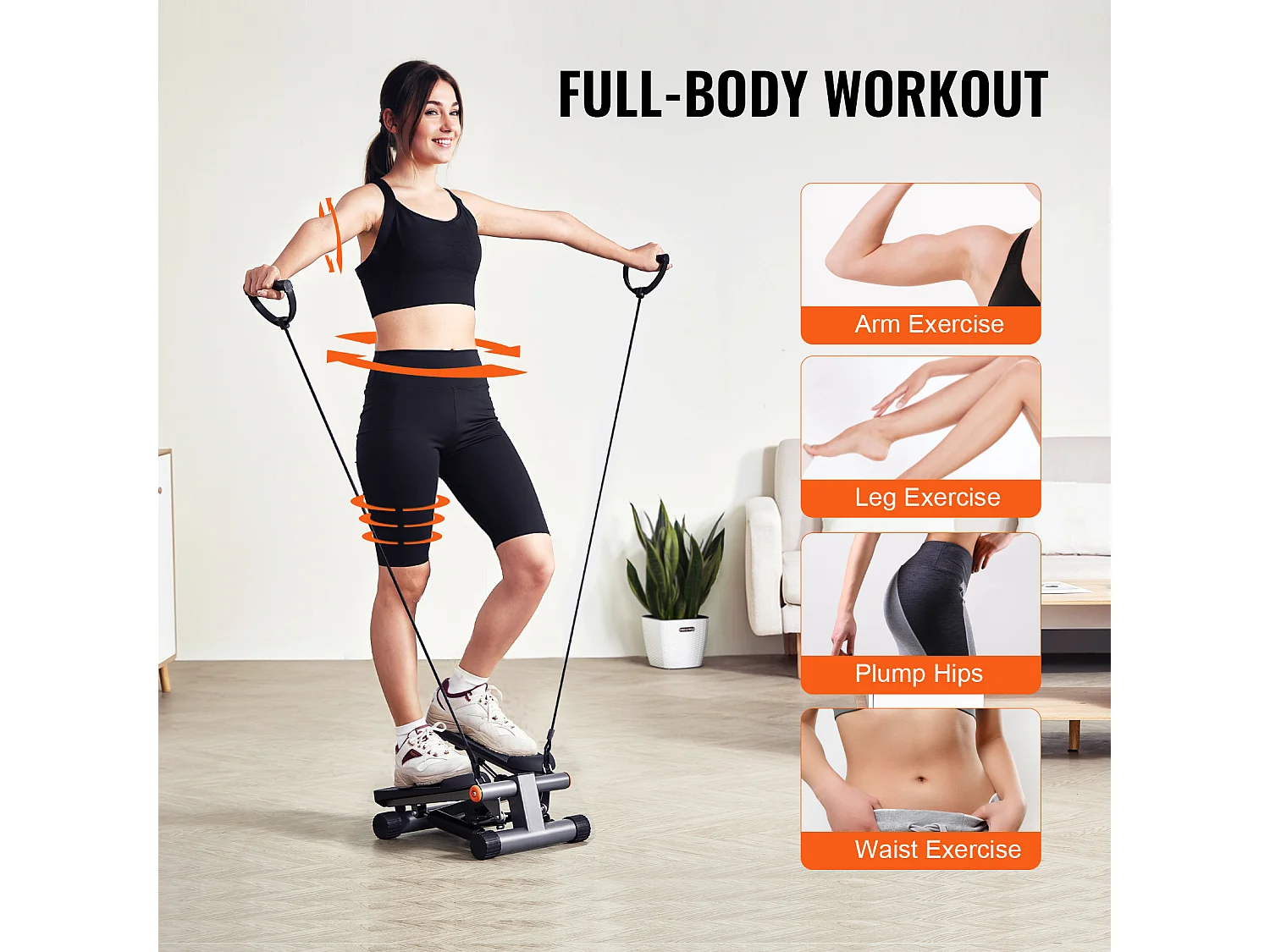 Stair Stepper SucceBuy, Marchepied d'Escalier avec Bandes de Résistance, Mini-pas à pas pour Exercices à Domicile, Capacité de 150 kg