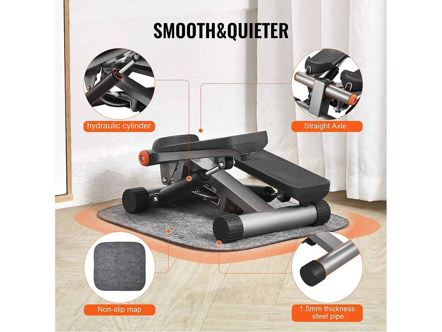 Stair Stepper SucceBuy, Marchepied d'Escalier avec Bandes de Résistance, Mini-pas à pas pour Exercices à Domicile, Capacité de 150 kg