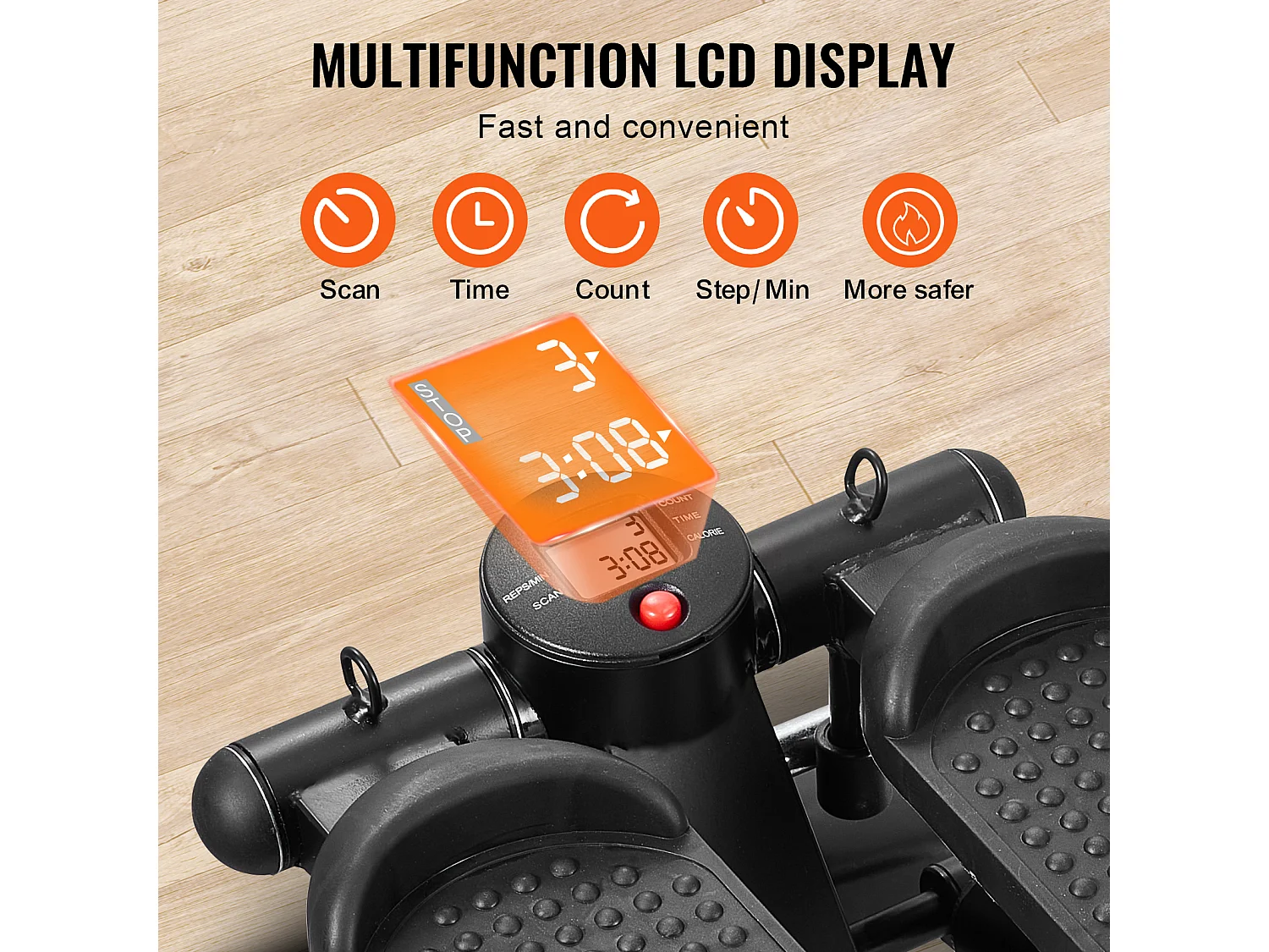 Stair Stepper SucceBuy, Mini Stepper d'Exercice pour la Maison, Équipement de Fitness Hydraulique avec Bandes de Résistance, Capacité de 150 kg, Noir