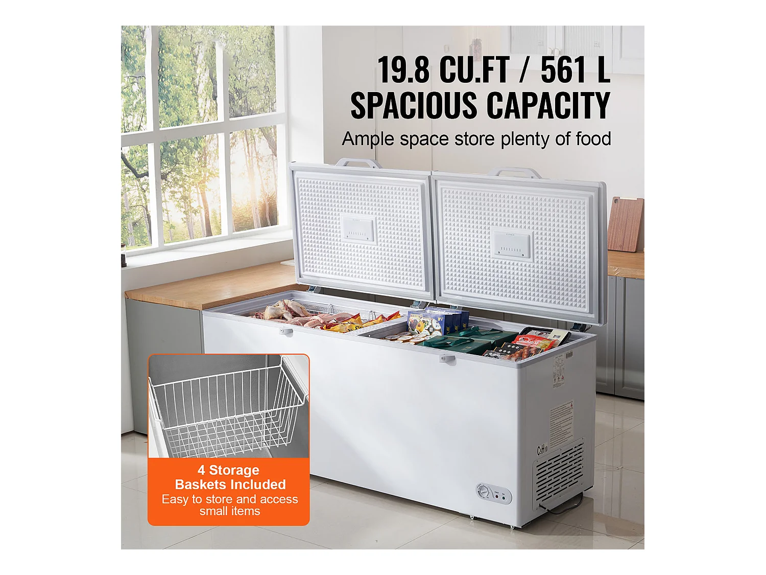 Congelador Horizontal SucceBuy de 561 L com 4 Cestos e Tampas Duplas