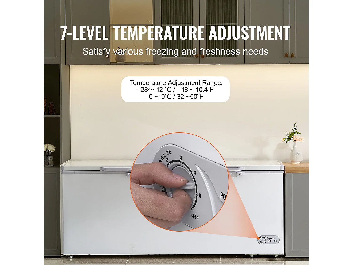 Congélateur Coffre SucceBuy de 561L avec 4 Paniers et Couvercles Doubles