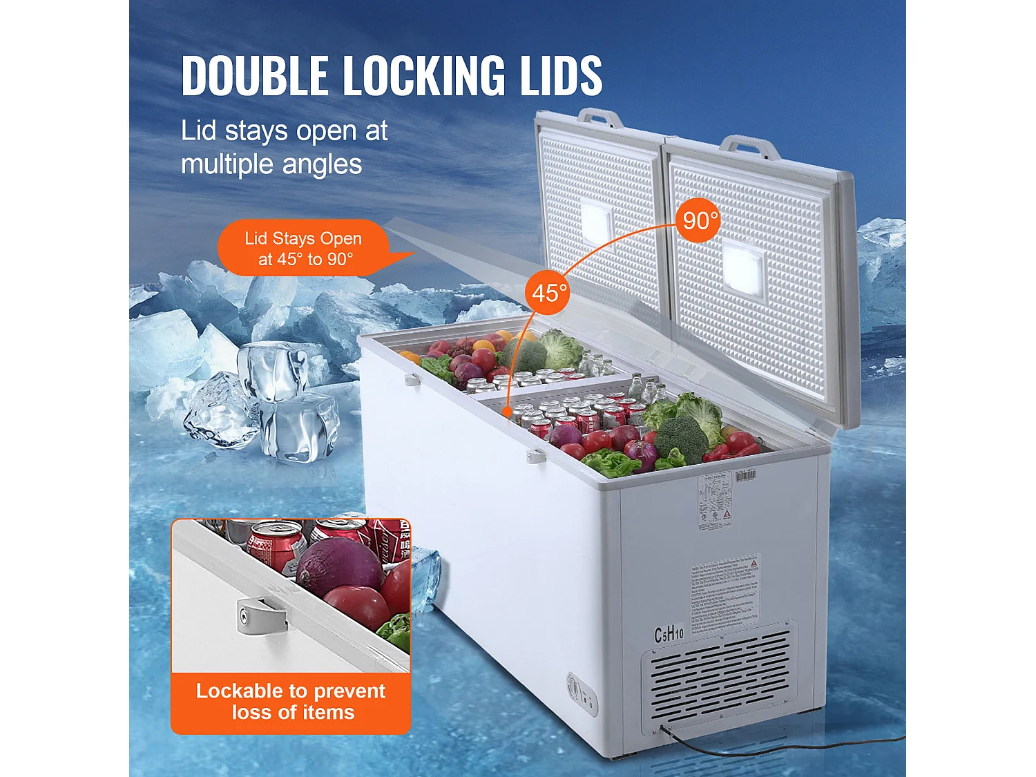 Congélateur Coffre SucceBuy de 561L avec 4 Paniers et Couvercles Doubles