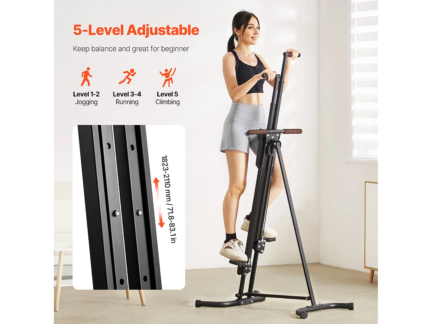 Stair Stepper SucceBuy, Grimpeur Vertical pour Salle de Sport à Domicile, Machine Cardio Pliable Compacte, Guidon Réglable