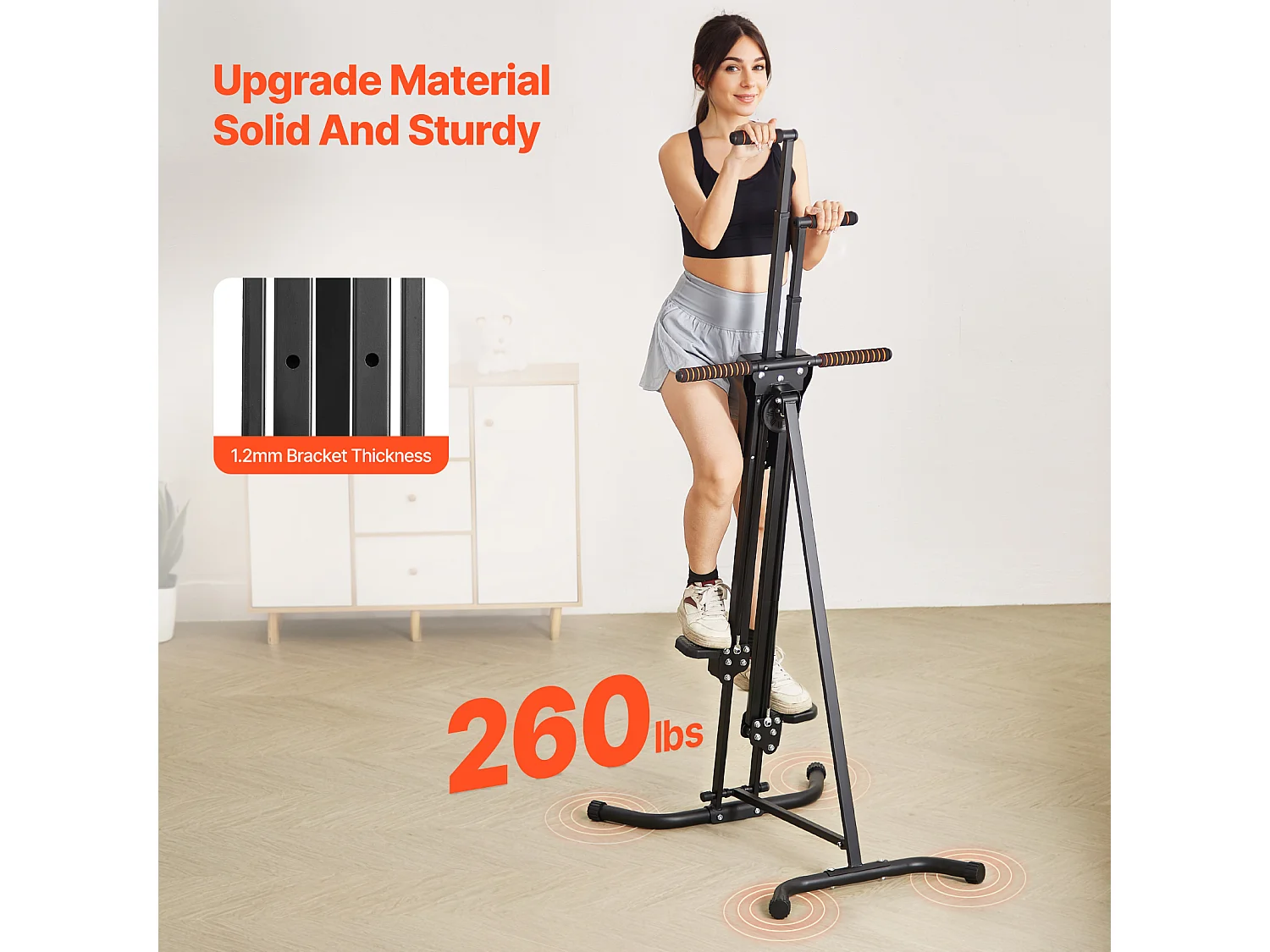 Stair Stepper SucceBuy, Grimpeur Vertical pour Salle de Sport à Domicile, Machine Cardio Pliable Compacte, Guidon Réglable