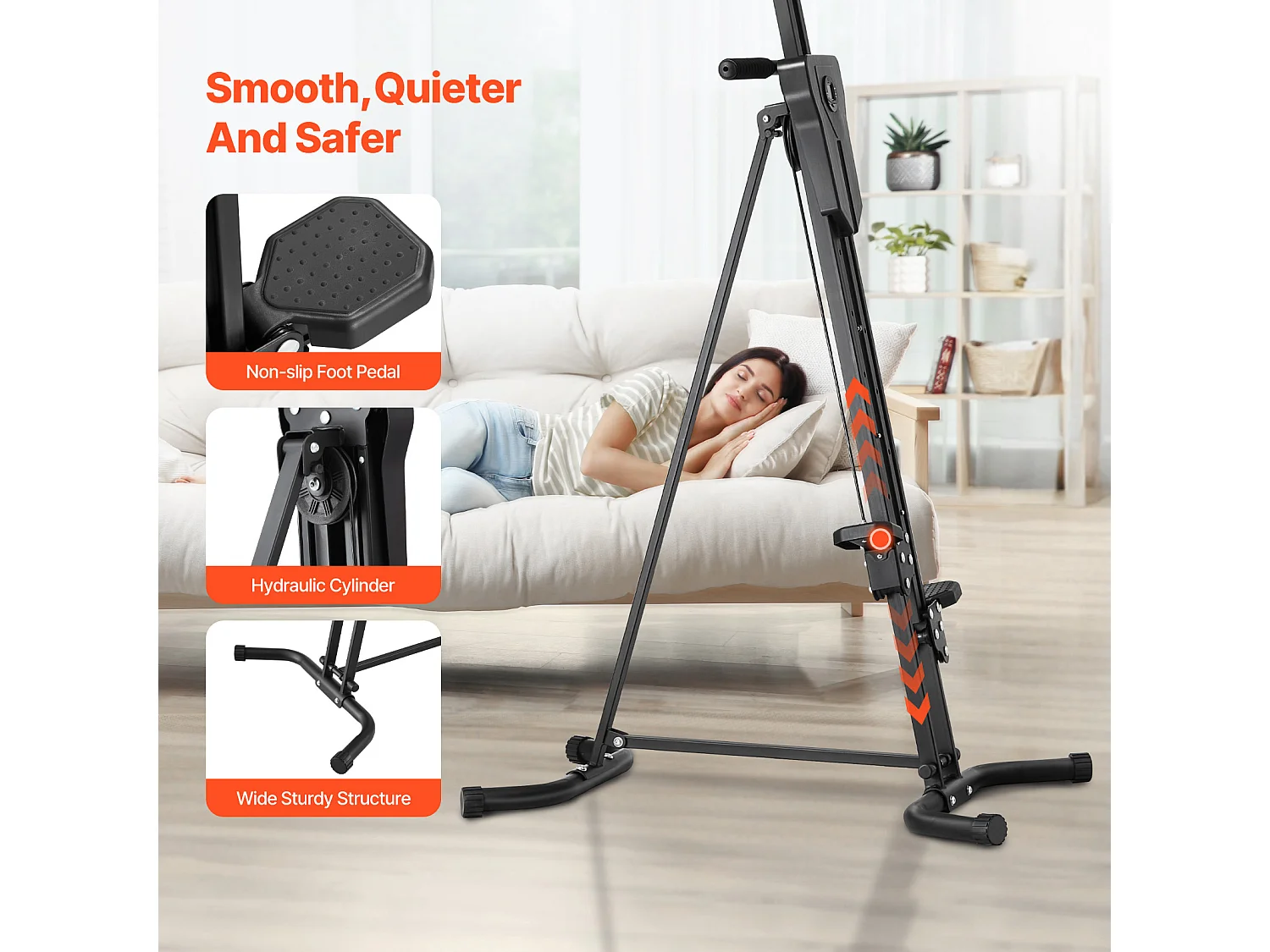 Stair Stepper SucceBuy, Grimpeur Vertical pour Salle de Sport à Domicile, Machine Cardio Pliable Compacte, Guidon Réglable