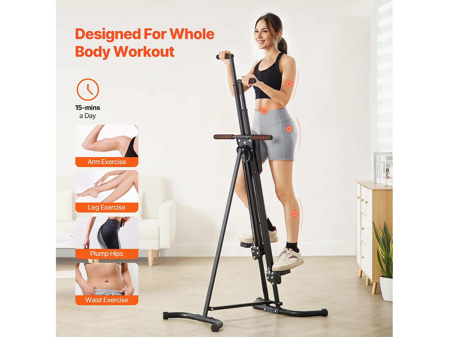 Stair Stepper SucceBuy, Grimpeur Vertical pour Salle de Sport à Domicile, Machine Cardio Pliable Compacte, Guidon Réglable