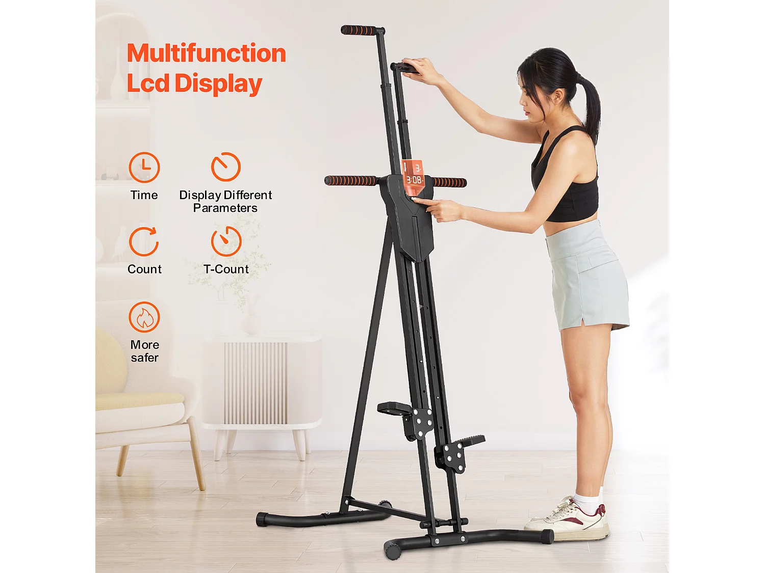 Stair Stepper SucceBuy, Grimpeur Vertical pour Salle de Sport à Domicile, Machine Cardio Pliable Compacte, Guidon Réglable