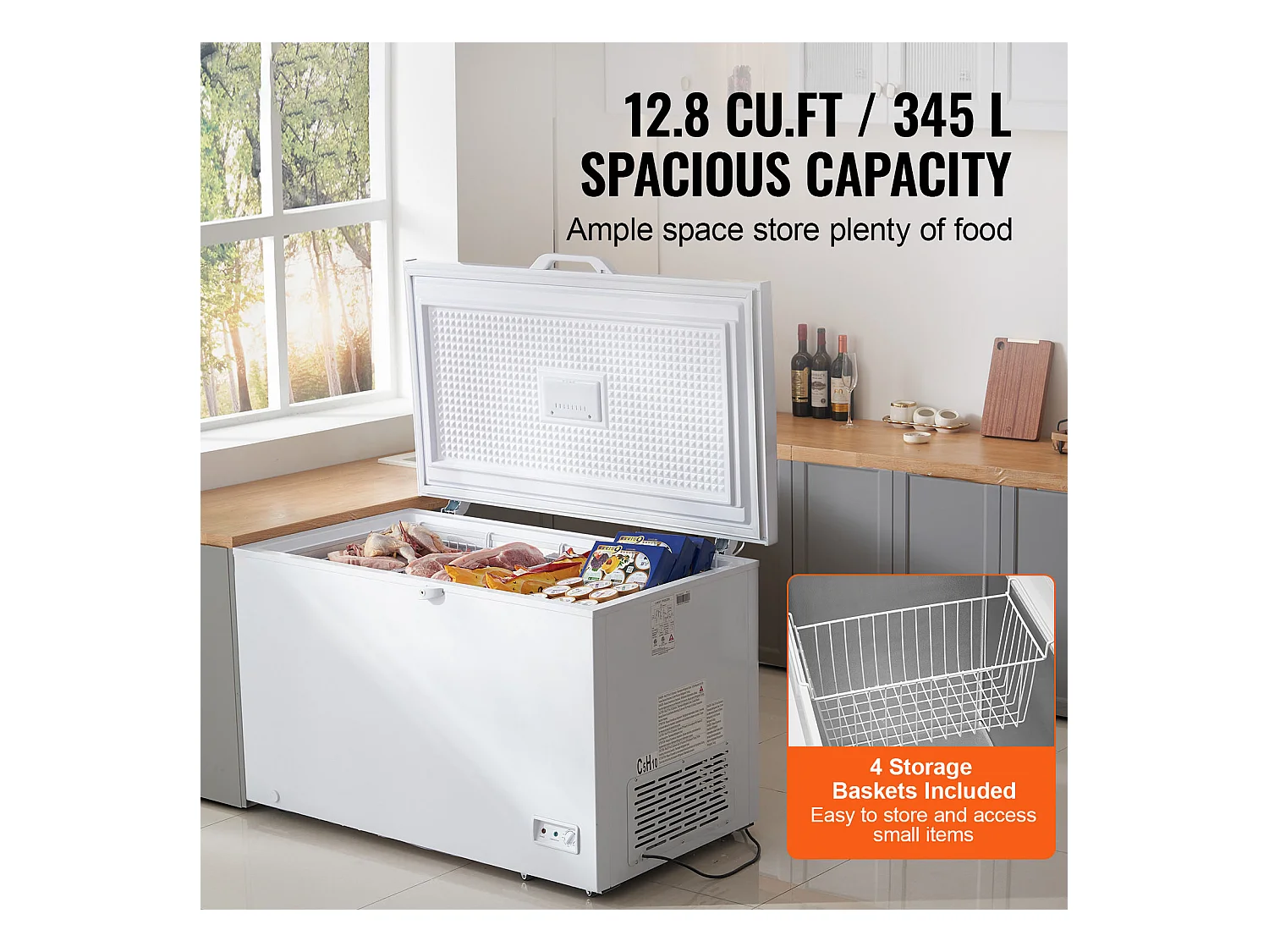 Congelador Horizontal SucceBuy de 345 L com 4 Cestos