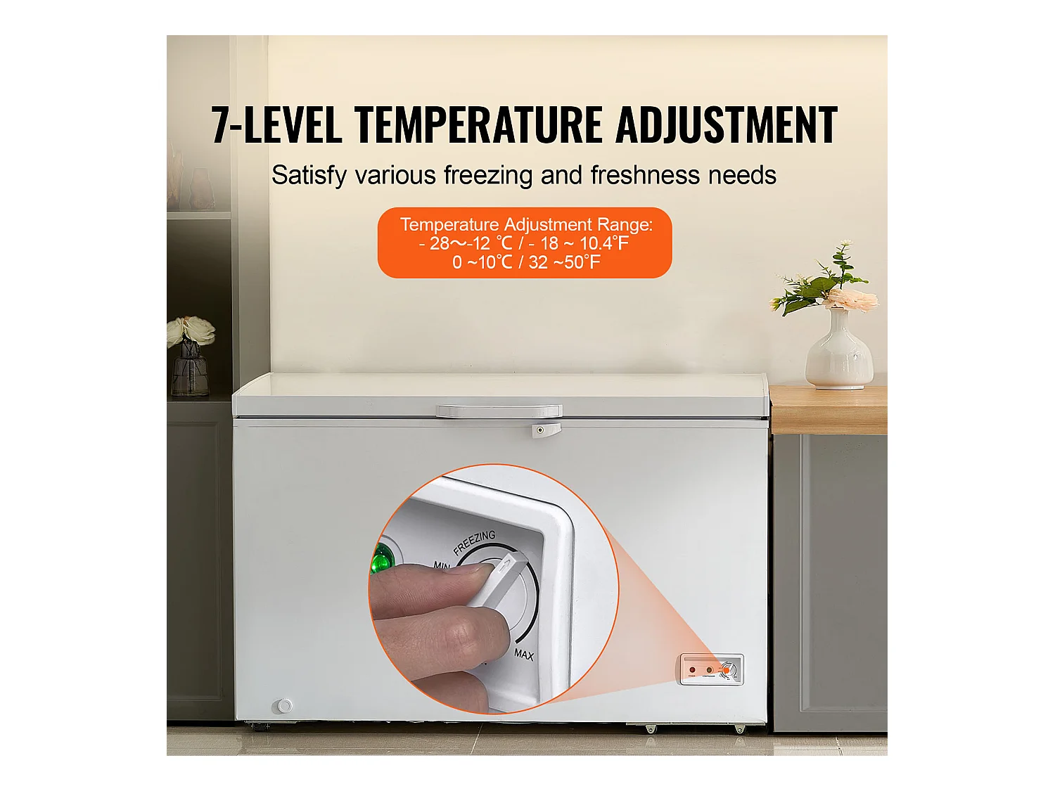 Congelador Horizontal SucceBuy de 345 L com 4 Cestos