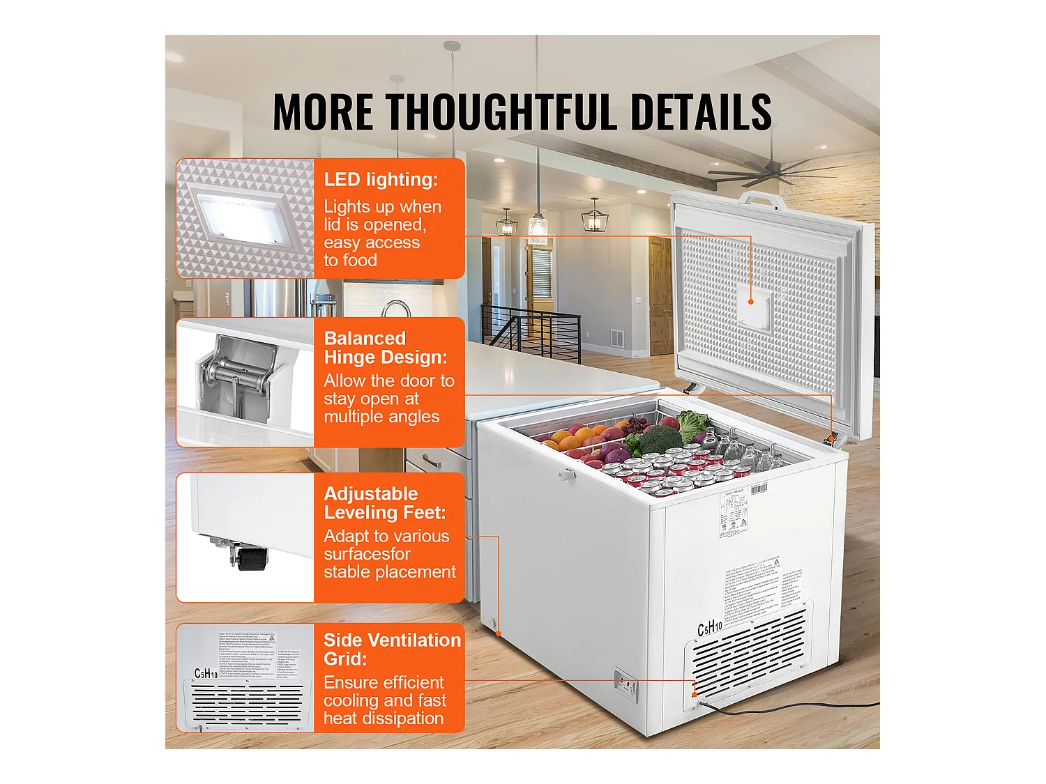 Congelador Horizontal SucceBuy de 345 L com 4 Cestos