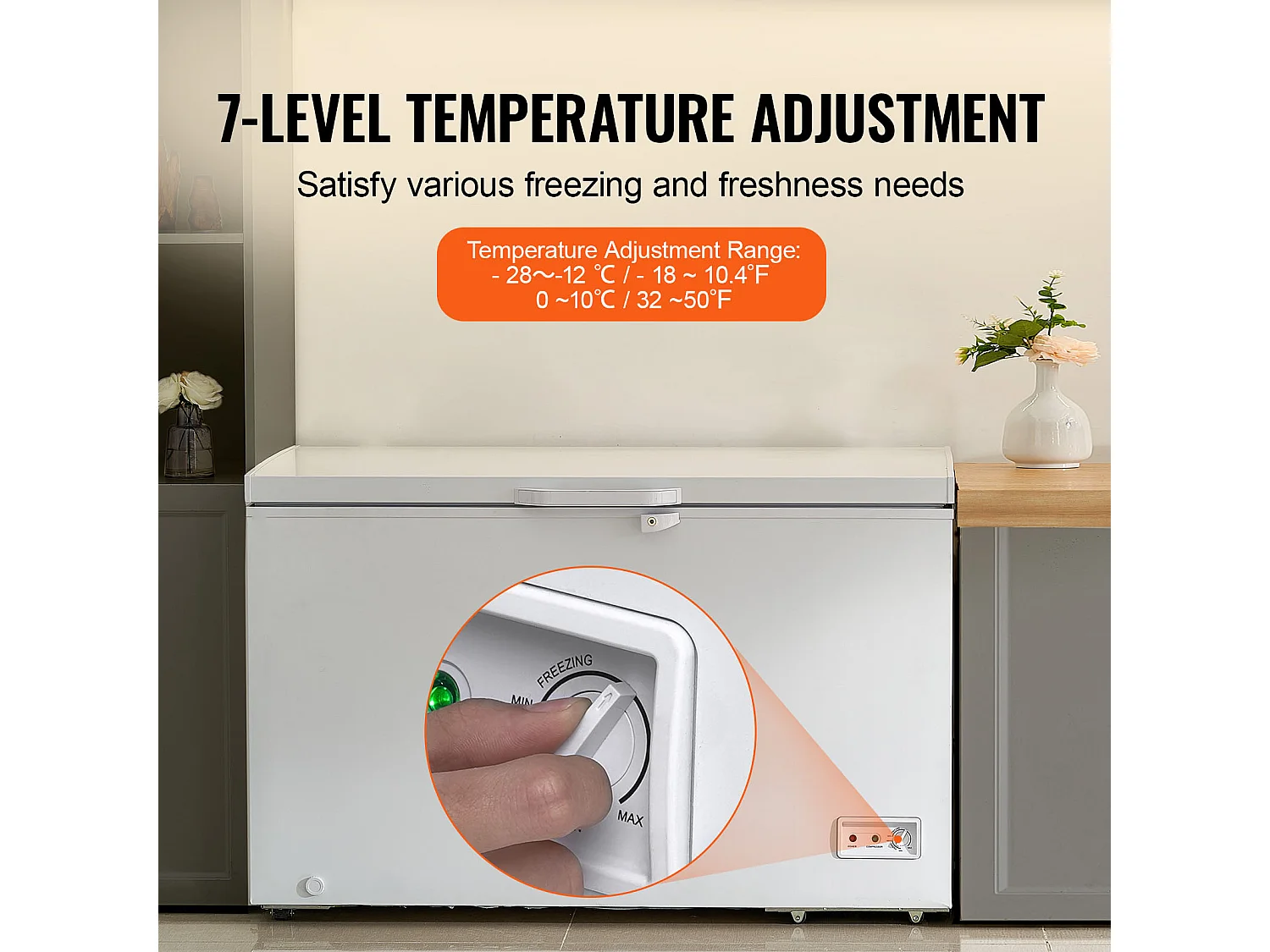 Congélateur Coffre SucceBuy de 345L avec 4 Paniers