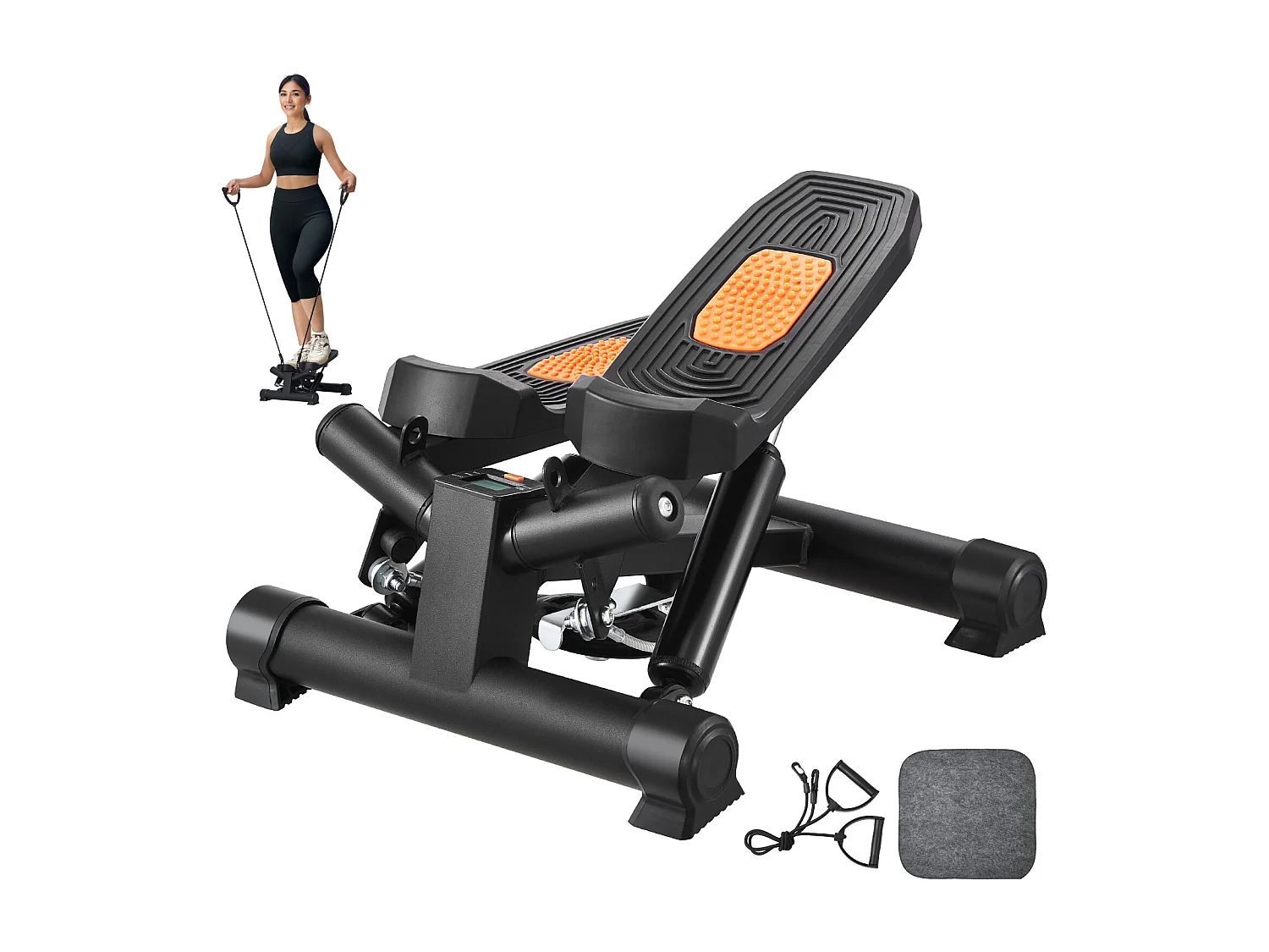 Stair Stepper SucceBuy, Mini Stepper voor Thuisoefeningen, Hydraulische Fitnessstepper met Weerstandsbanden, Laadcapaciteit van 150 kg