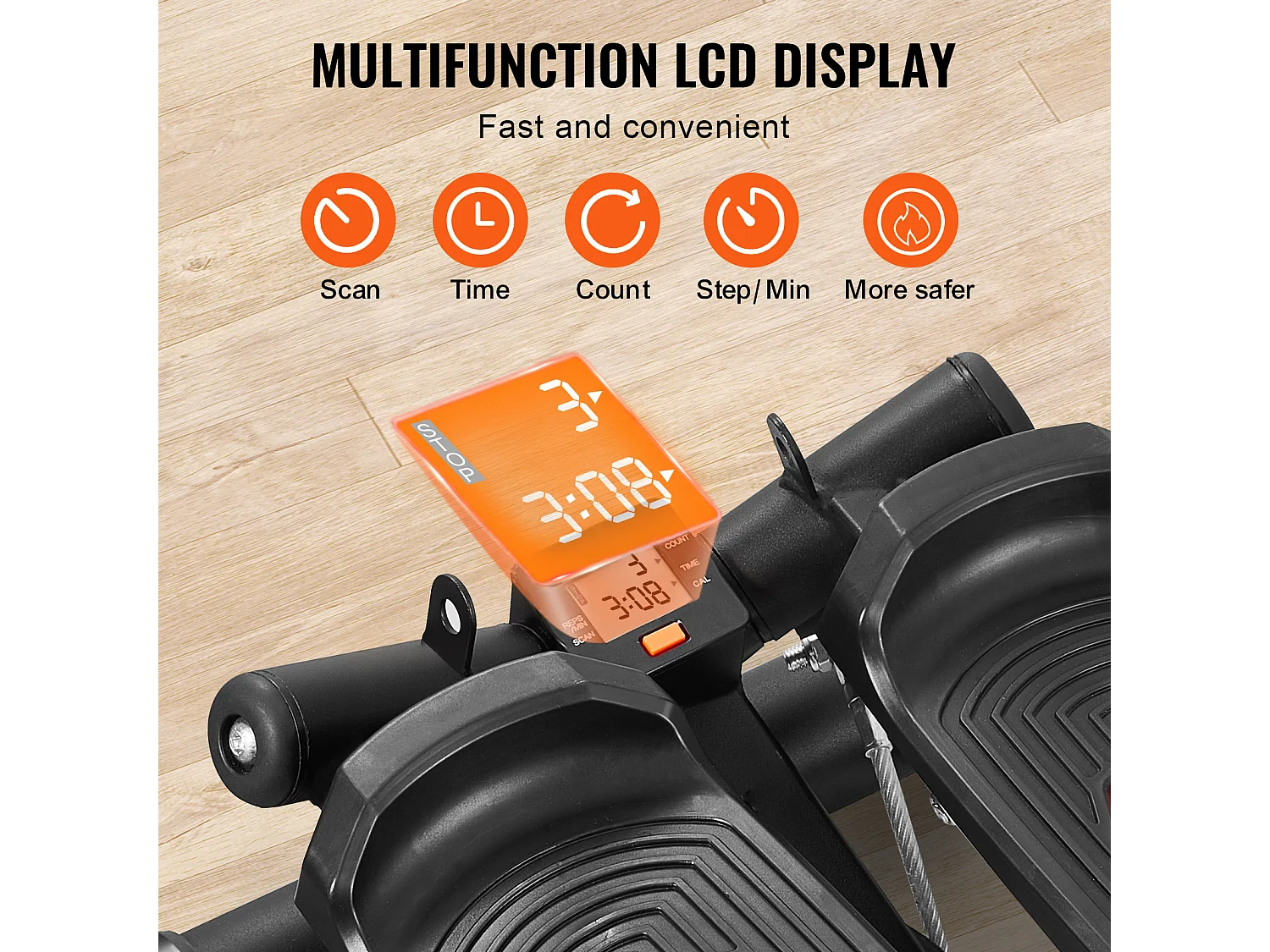 Stair Stepper SucceBuy, Mini Stepper voor Thuisoefeningen, Hydraulische Fitnessstepper met Weerstandsbanden, Laadcapaciteit van 150 kg