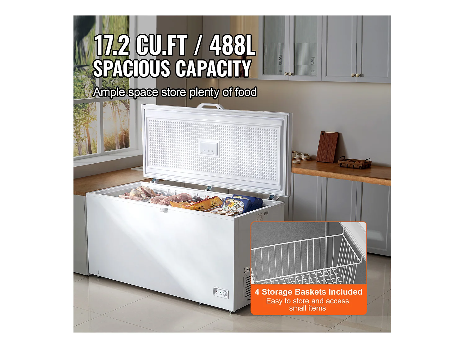 Congelador Horizontal SucceBuy de 488 L com 4 Cestos