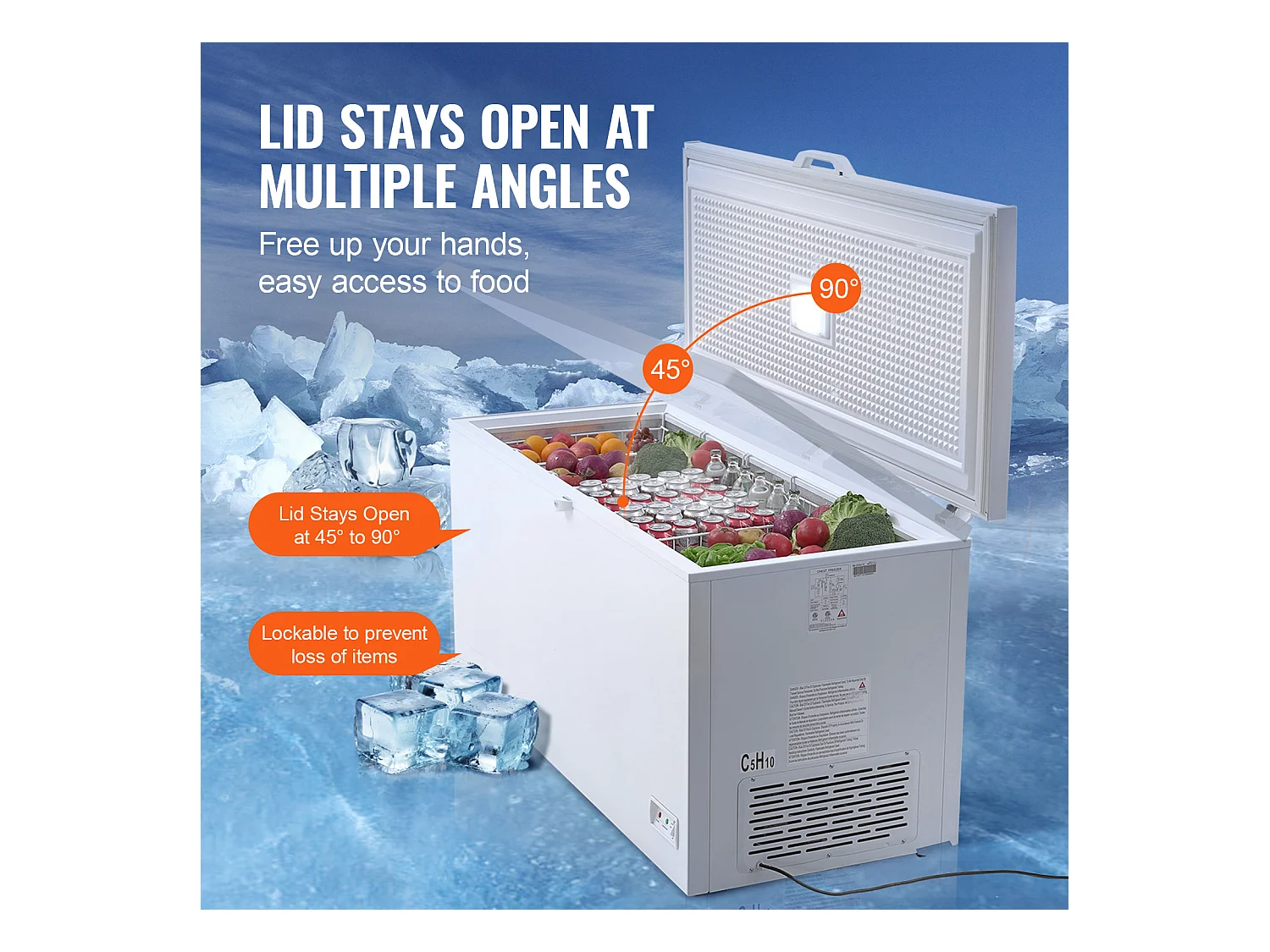 Congelador Horizontal SucceBuy de 488 L com 4 Cestos