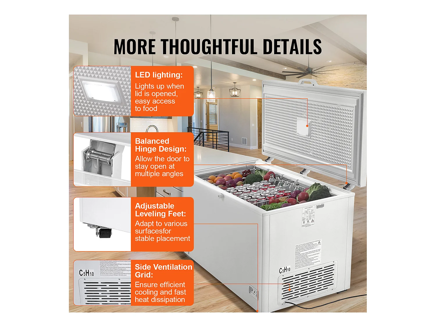 Congelador Horizontal SucceBuy de 488 L com 4 Cestos