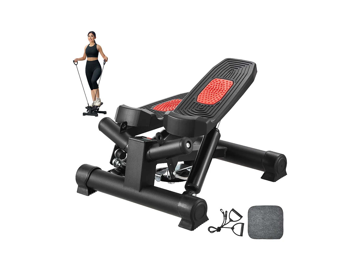 Stair Stepper SucceBuy, Marchepied d'Escalier- Équipement d'Exercice Compact à Domicile pour un Entraînement, avec Bande de Résistance, Capacité de 150 kg