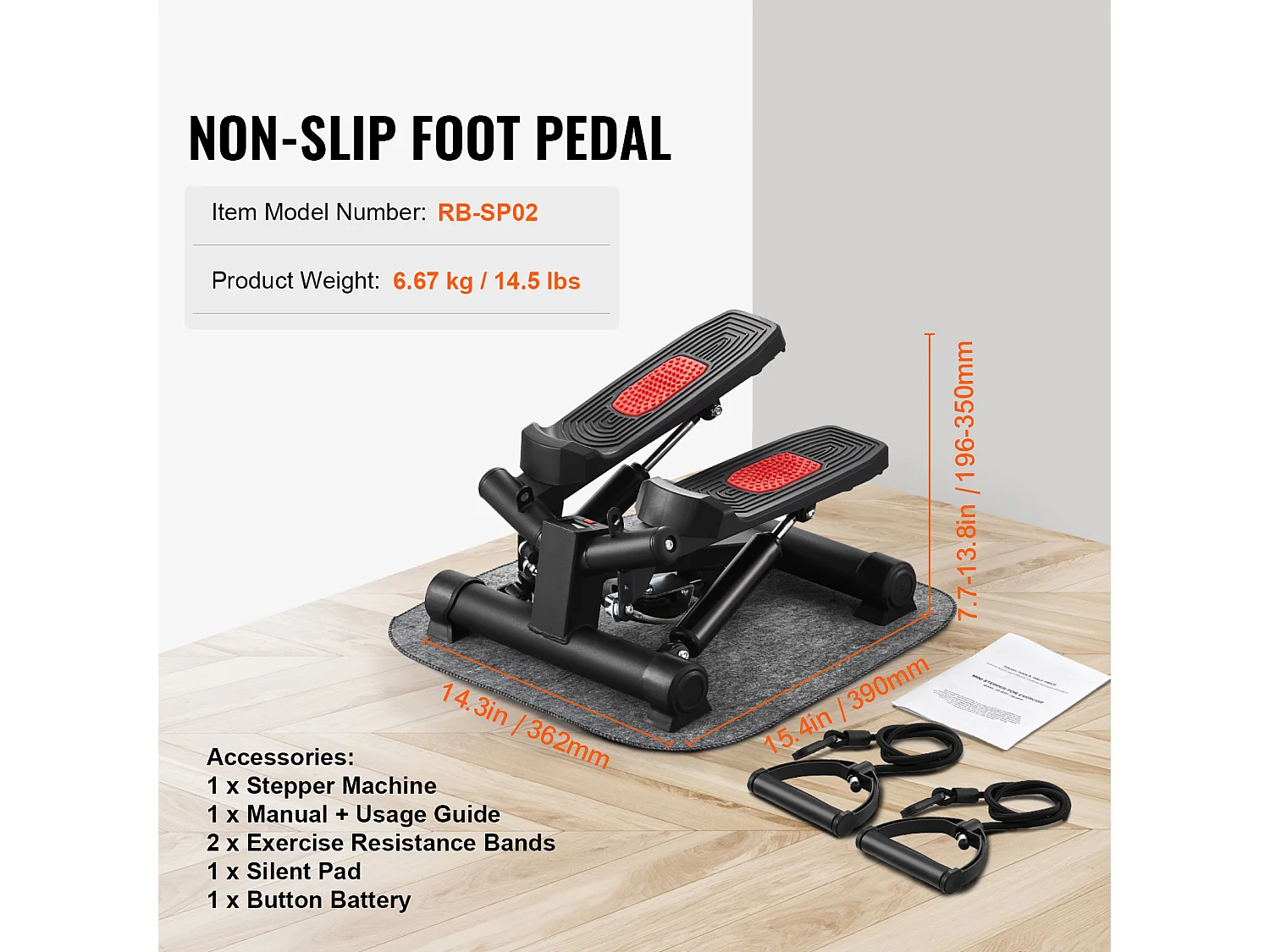 Stair Stepper SucceBuy, Treppenstufe- Kompaktes Heimtrainingsgerät für ein Training, mit Widerstandsband, Traglast von 150 kg