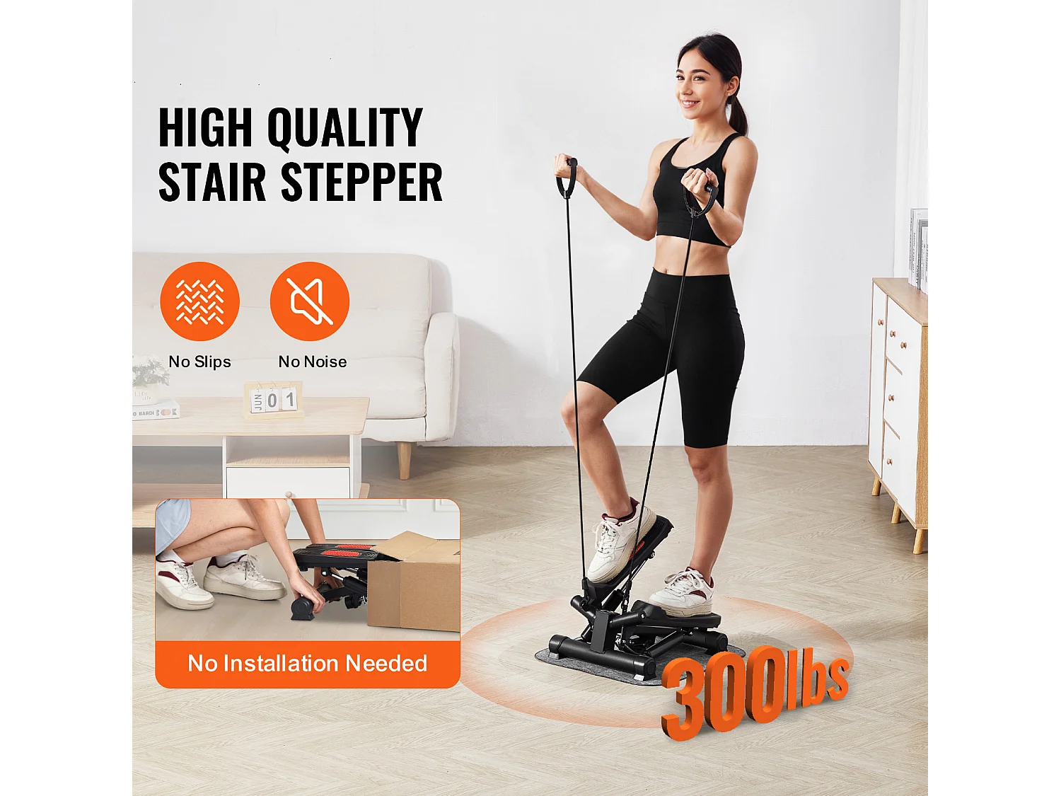 Stair Stepper SucceBuy, Treppenstufe- Kompaktes Heimtrainingsgerät für ein Training, mit Widerstandsband, Traglast von 150 kg
