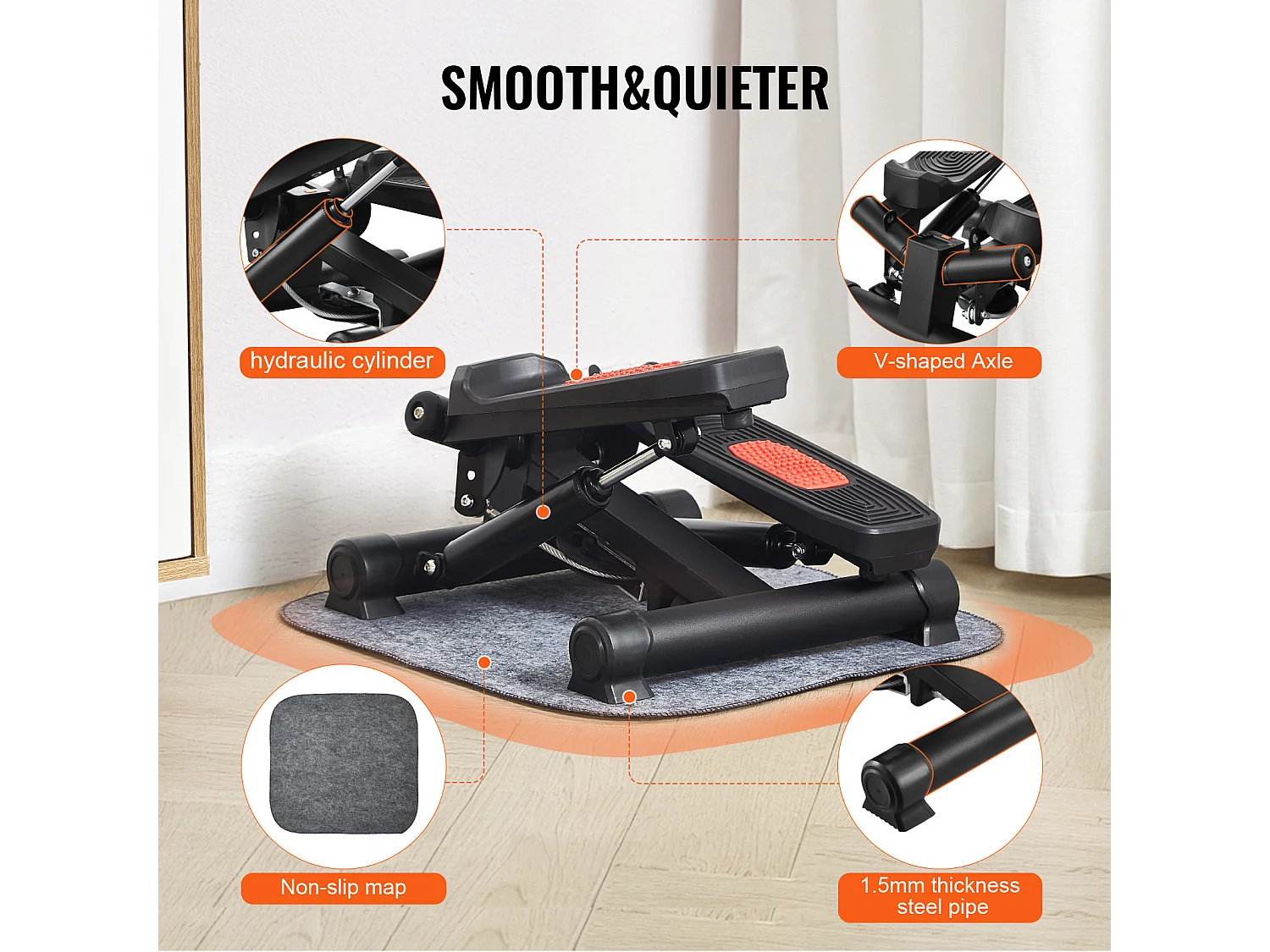 Stair Stepper SucceBuy, Treppenstufe- Kompaktes Heimtrainingsgerät für ein Training, mit Widerstandsband, Traglast von 150 kg