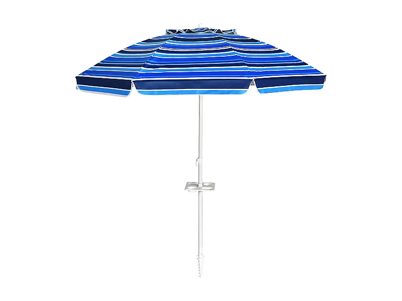 2,2m strandparasol strandparaplu met draagtas, UPF50 + zon bescherming zonnescherm,strand zonnescherm met zand anker,draagbare zonnescherm (Marineblauw)ZB34461