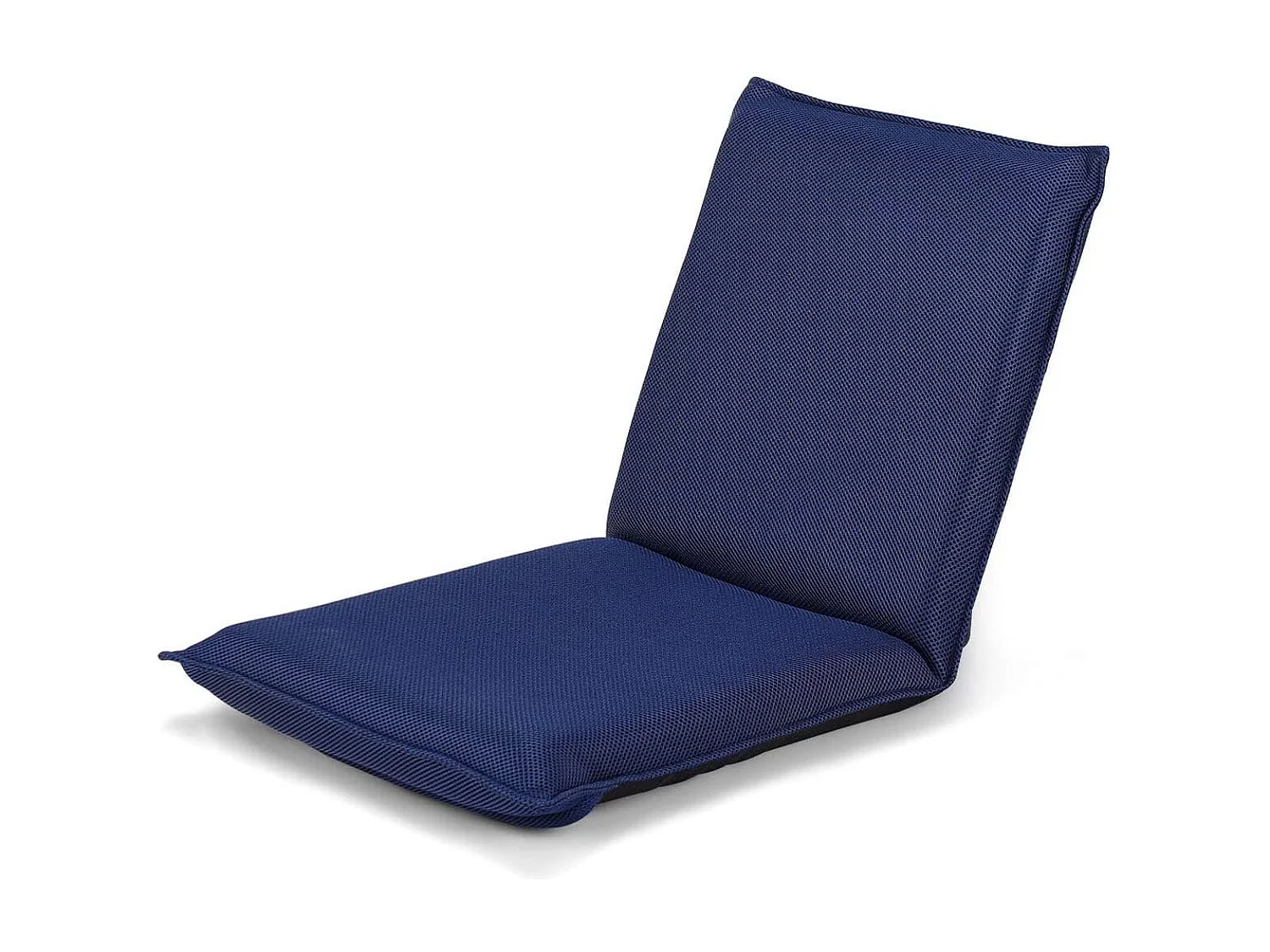 Sedia da terra con supporto schiena, Poltrona reclinabile imbottita struttura di metallo resistente, Blu marino