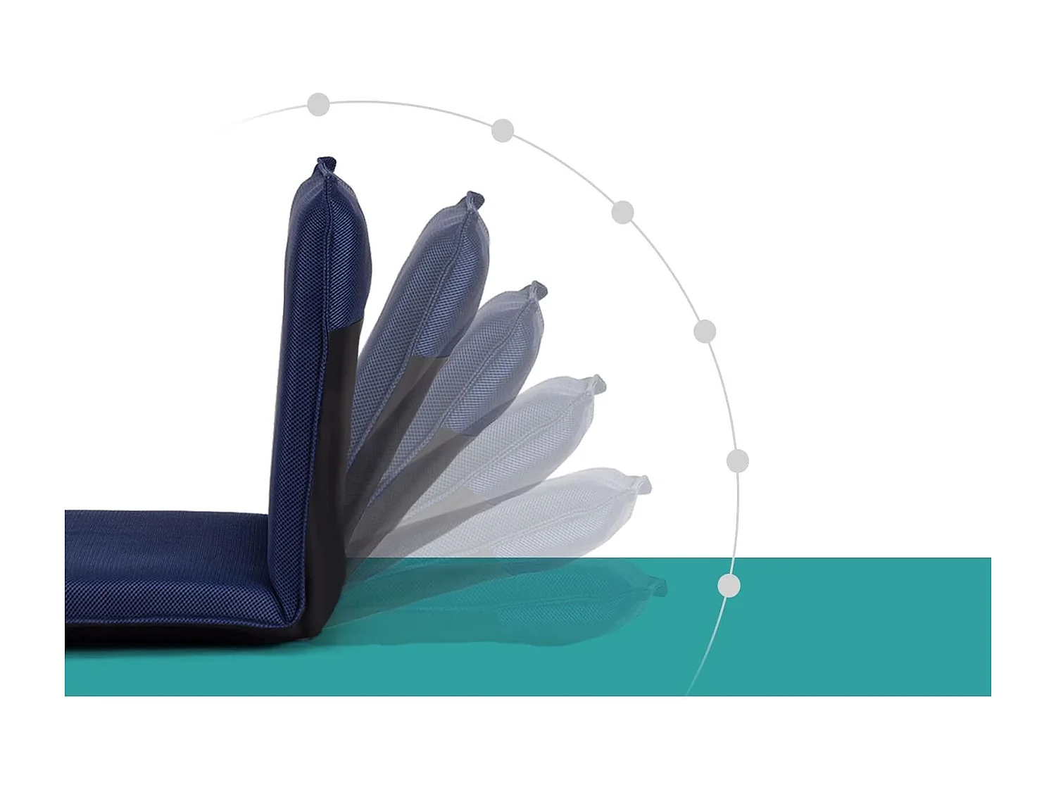 Sedia da terra con supporto schiena, Poltrona reclinabile imbottita struttura di metallo resistente, Blu marino