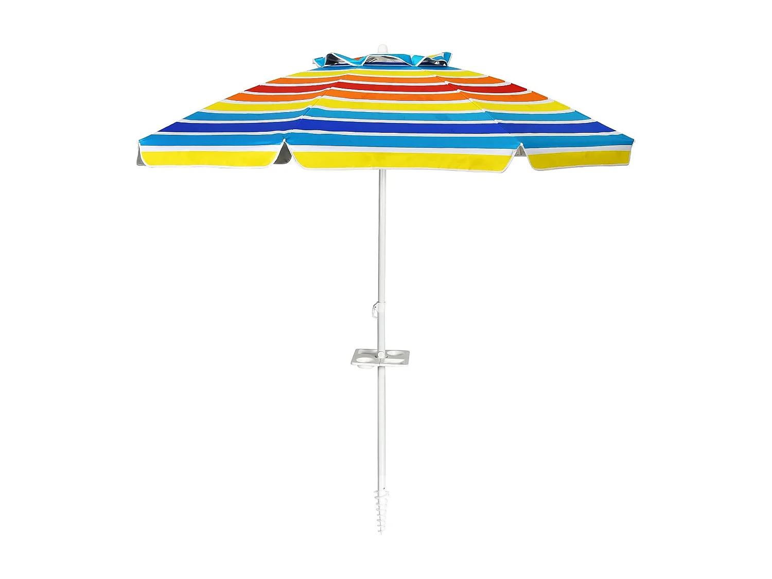 2,2m strandparasol strandparaplu met draagtas, UPF50 + zon bescherming zonnescherm, buiten tuin terras kantelen parasol,draagbare zonnescherm (Kleurrijk)ZB34461