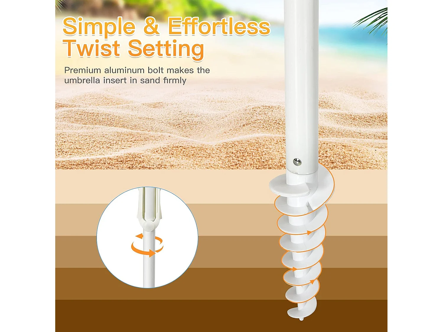 2,2m strandparasol strandparaplu met draagtas, UPF50 + zon bescherming zonnescherm, buiten tuin terras kantelen parasol,draagbare zonnescherm (Kleurrijk)ZB34461