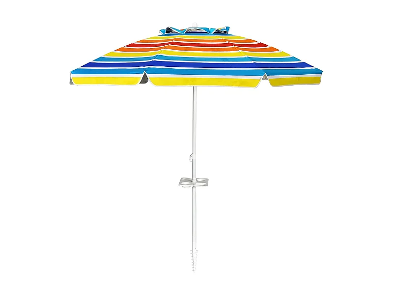 2,2m strandparasol strandparaplu met draagtas, UPF50 + zon bescherming zonnescherm, buiten tuin terras kantelen parasol,draagbare zonnescherm (Kleurrijk)ZB34461