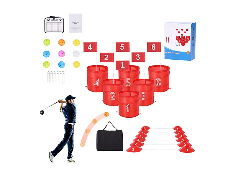 Gra w Golfa SucceBuy Backyard Zestaw Przenośnych Wiader z 6 Dołkami dla Dzieci i Dorosłych