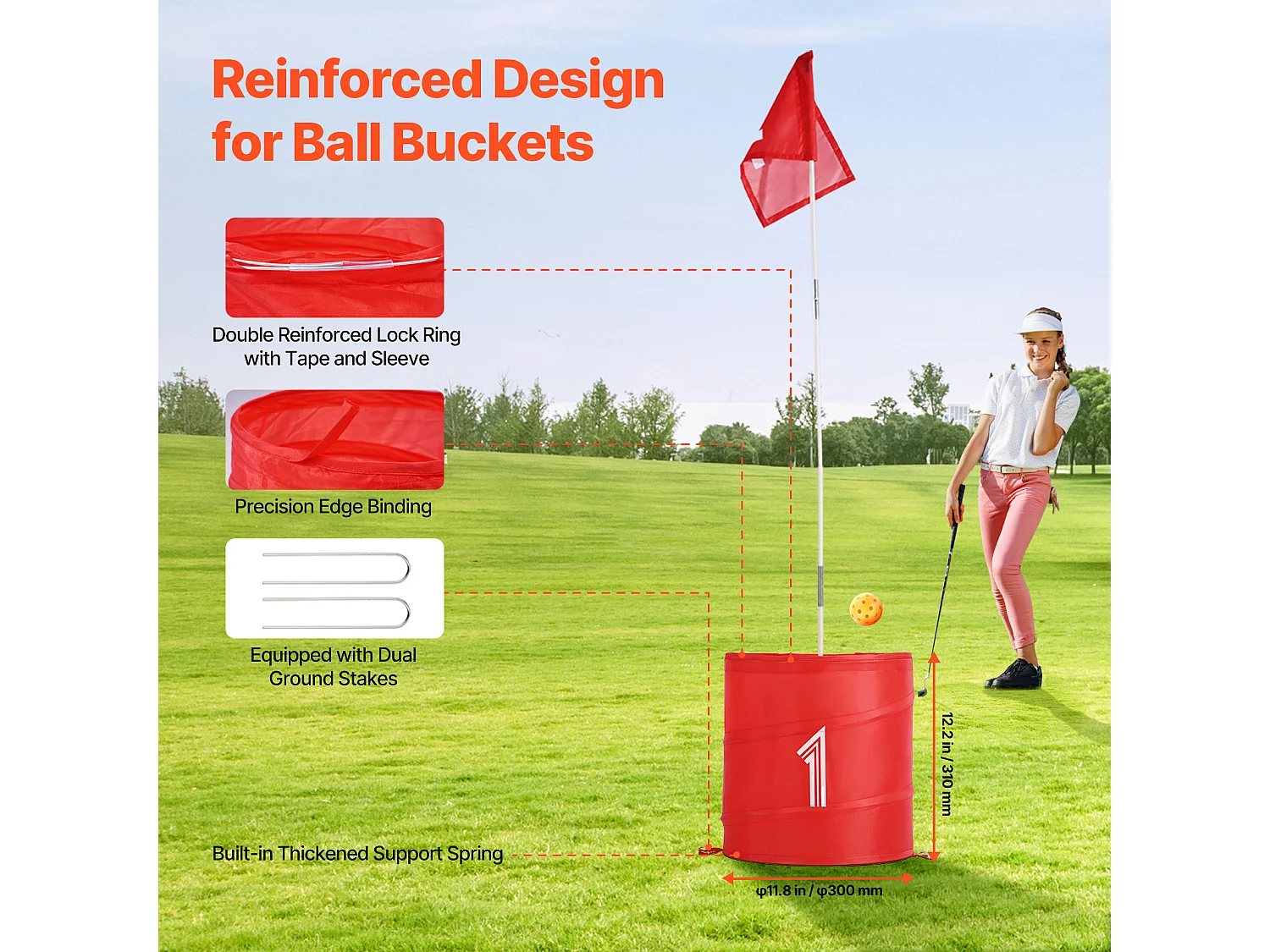 Jeu de Golf SucceBuy Backyard, Ensemble de Seaux Portables à 6 Trous pour Enfants et Adultes