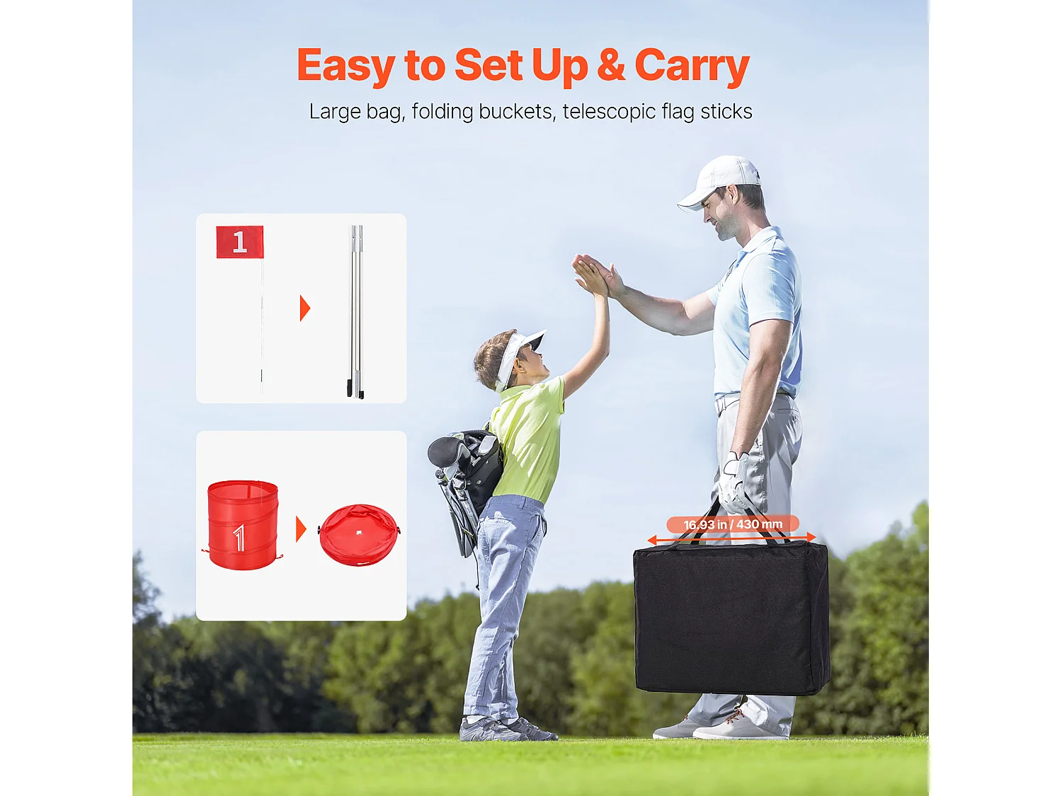 Jeu de Golf SucceBuy Backyard, Ensemble de Seaux Portables à 6 Trous pour Enfants et Adultes