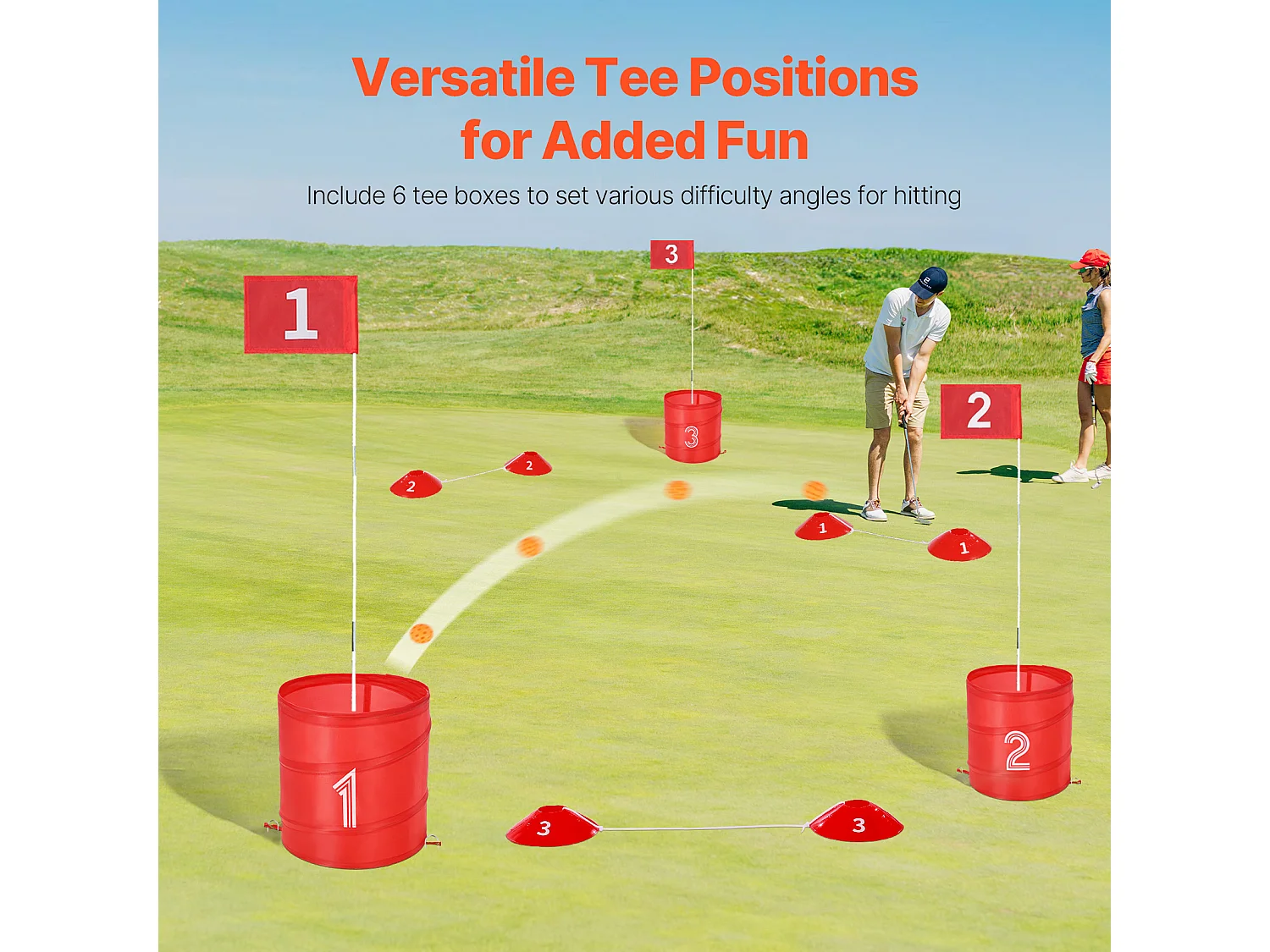 Jeu de Golf SucceBuy Backyard, Ensemble de Seaux Portables à 6 Trous pour Enfants et Adultes