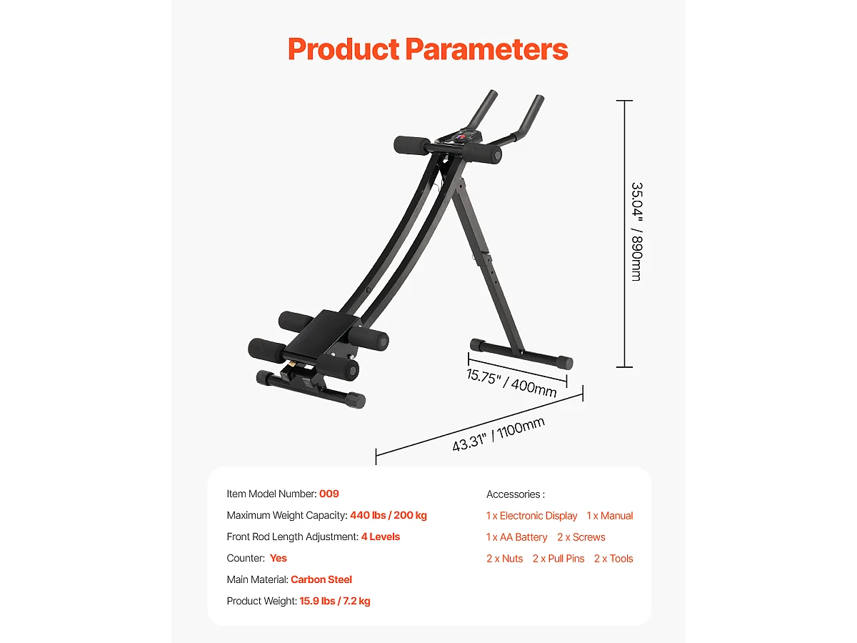 Aparelho para Abdominais SucceBuy, Treinador Abdominal e Básico, Equipamento de Musculação Plegável para Academia em Casa, Capacidade de 200 kg