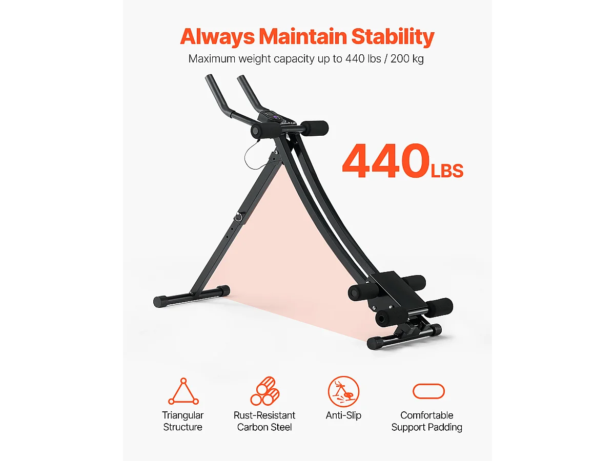Aparelho para Abdominais SucceBuy, Treinador Abdominal e Básico, Equipamento de Musculação Plegável para Academia em Casa, Capacidade de 200 kg