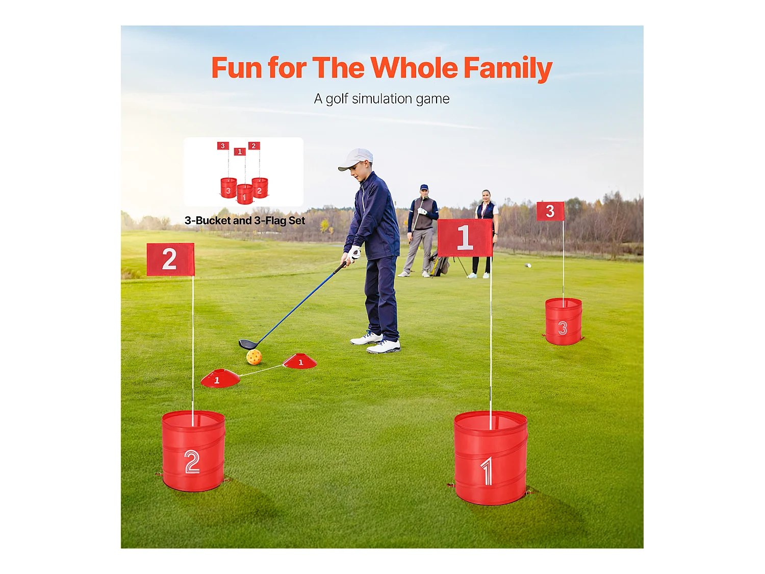 Jeu de Golf SucceBuy Backyard 3 Trous Portable pour Enfants et Adultes