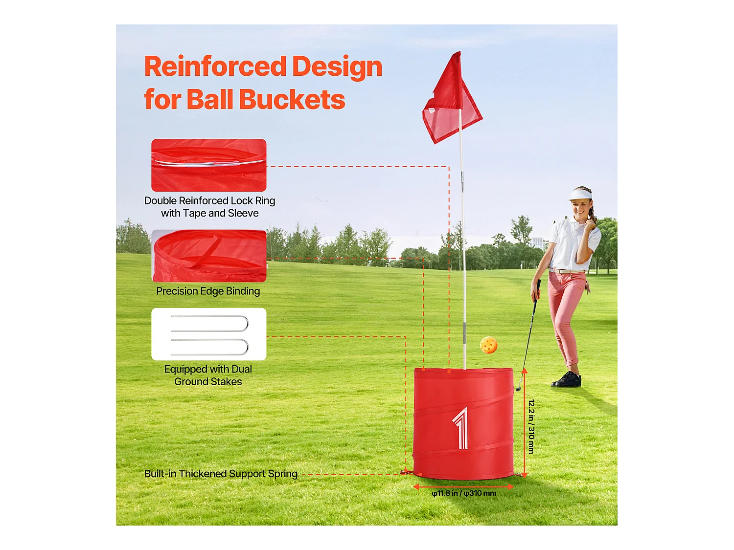 Jeu de Golf SucceBuy Backyard 3 Trous Portable pour Enfants et Adultes