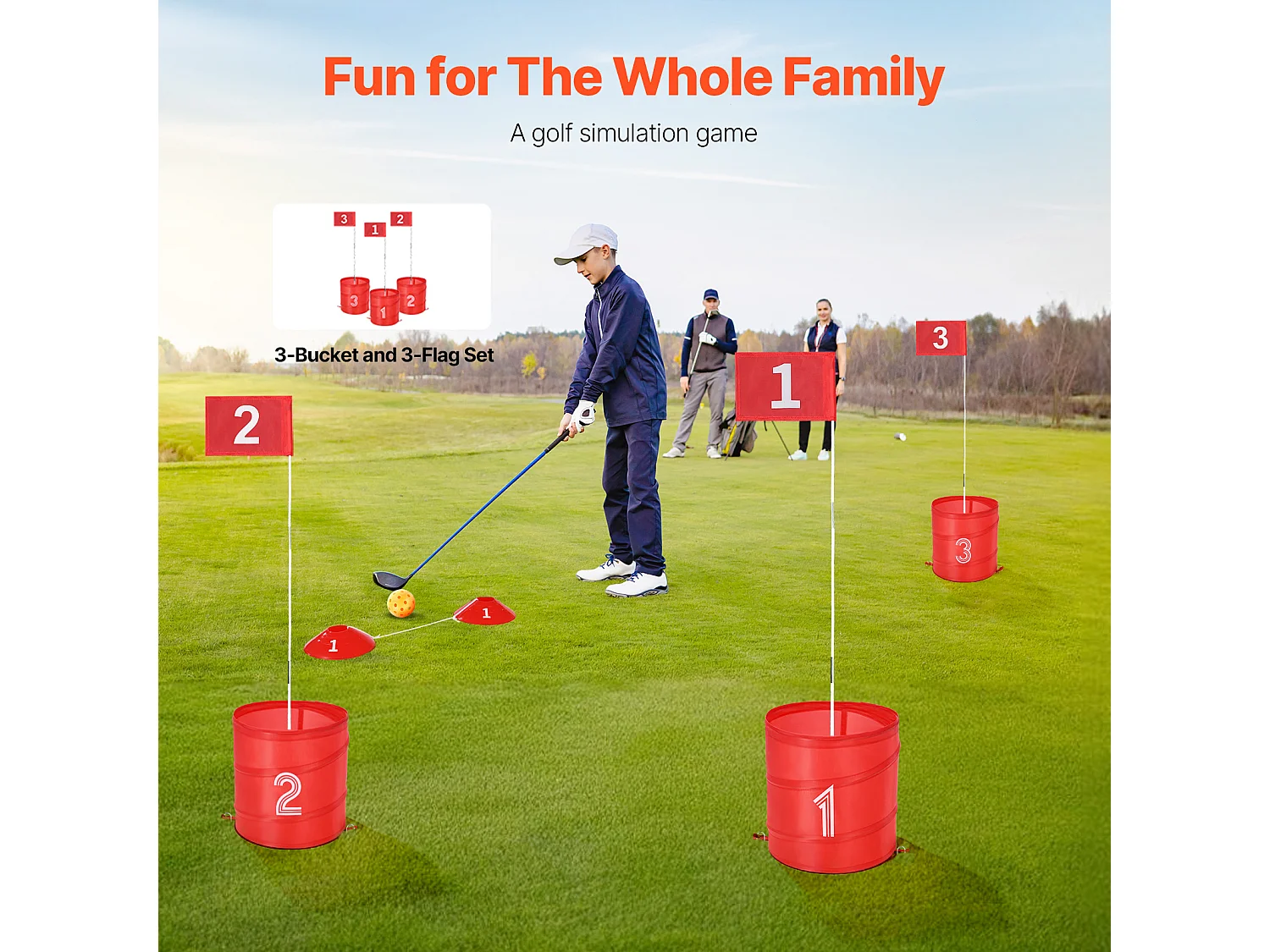 Jeu de Golf SucceBuy Backyard 3 Trous Portable pour Enfants et Adultes