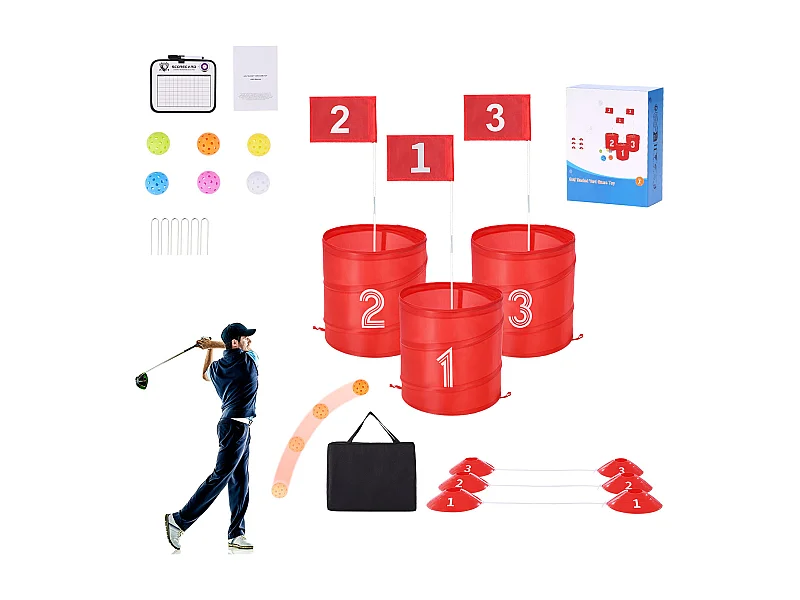 Jeu de Golf SucceBuy Backyard 3 Trous Portable pour Enfants et Adultes