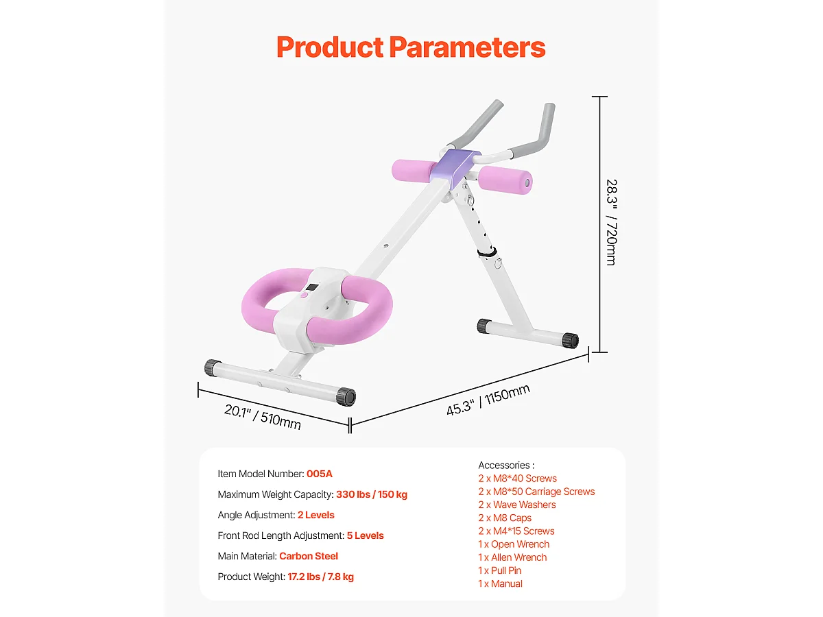 Appareil à Abdominaux SucceBuy, Machine d'Entraînement AB, Entraîneur Abdominal et de Base pour Salle de Sport à Domicile, Capacité de 150 kg