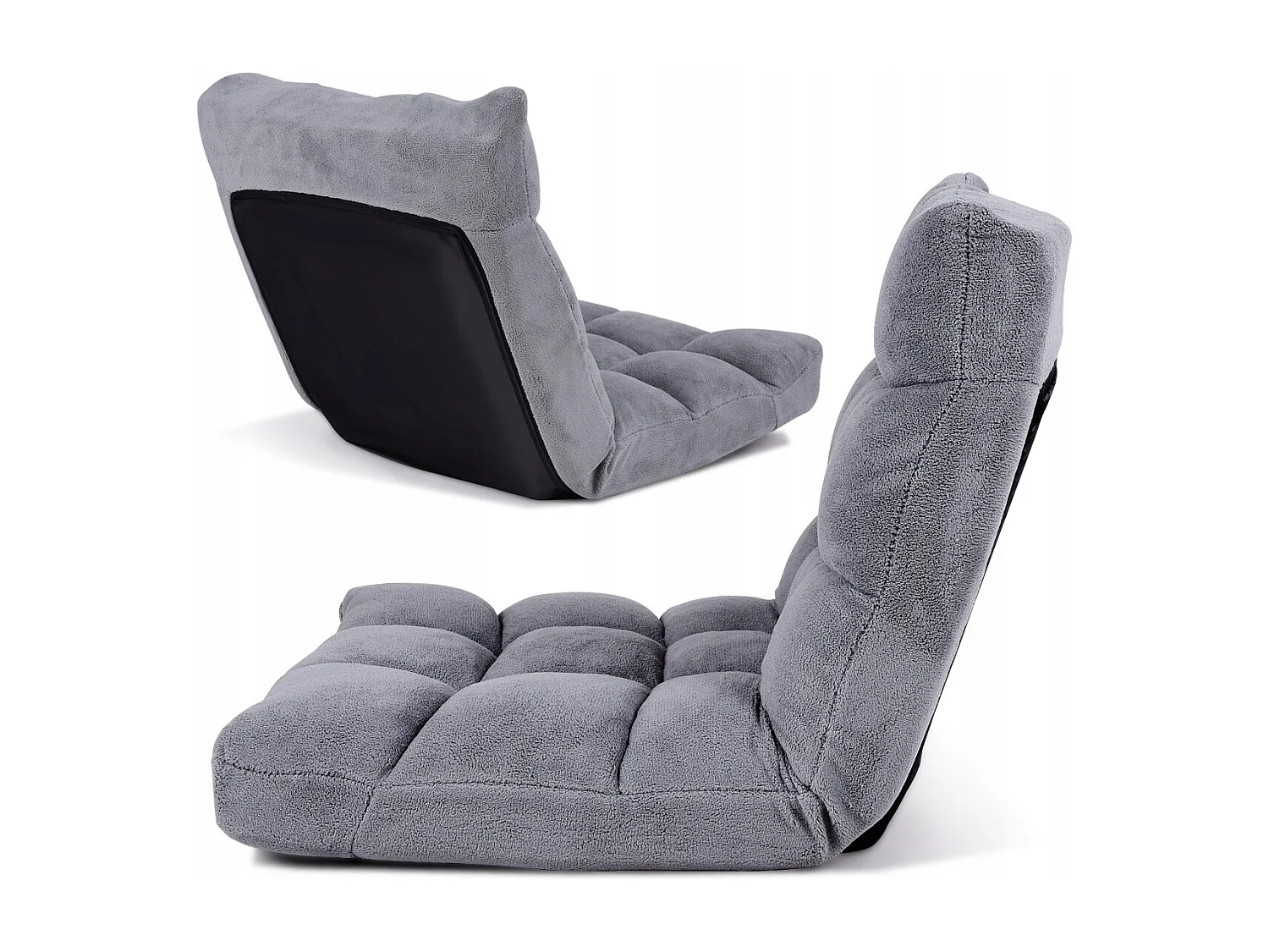 Sedia imbottita da pavimento regolabile in 14 posizioni 105x56x15cm Grigio