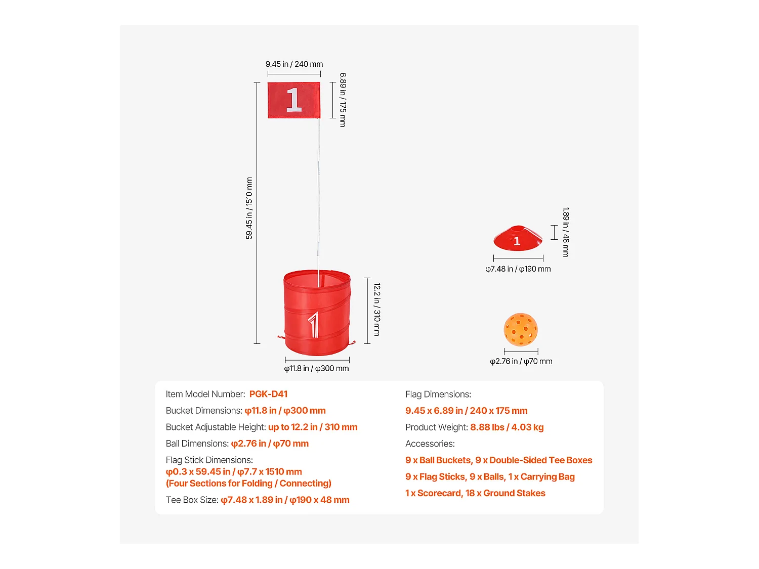 Jeu de Golf SucceBuy Backyard, Ensemble de Seaux Portables à 9 Trous pour Enfants et Adultes