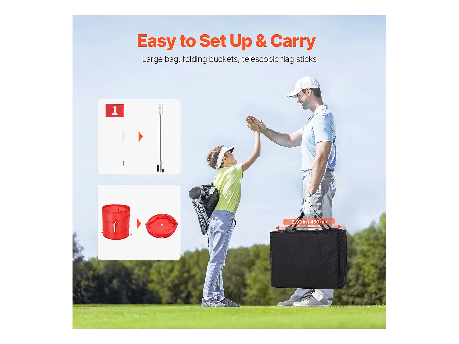 Jeu de Golf SucceBuy Backyard, Ensemble de Seaux Portables à 9 Trous pour Enfants et Adultes