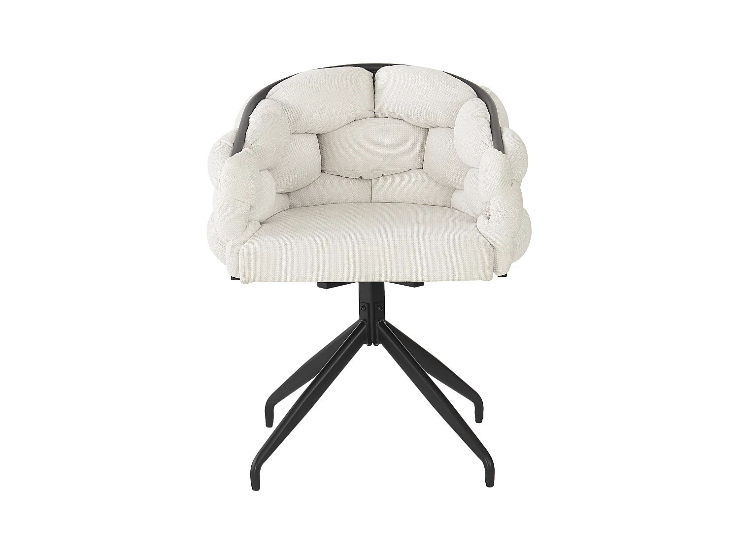 Lot de 2 chaises pivotantes en velours beige avec cadre en métal noir